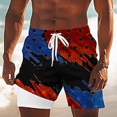  Herren 250. Jahrestag des Unabhängigkeitstages der USA am 4. Juli US Flagge Gefütterte Shorts 2 in 1 Badeshorts Badeshorts Mittlere Taille Patriotisch Ferien Seitentaschen Mit Kompressionsfutter