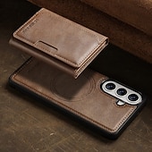 abordables 2026 Samsung Galaxy S26 Serie-teléfono Funda Para Samsung galaxia S26 S26 Plus S26 Ultra Tarjetas billetera Magnética Soporte de carga inalámbrica Ranura para tarjetas Retro Cuero de PU