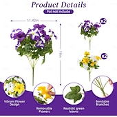 cheap Artificial Flower-4 Bundles Spring Artificial Morning Glory Flowers for Outdoors, UV Resistant Fake Look Real Faux Silk Plants for Front Door Garden Porch Planter
