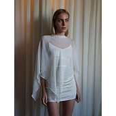abordables Cape Châle-Écharpe Femme Écharpes de Mère Écharpes de Mariée Écharpes d'Invité de Mariage Cape Élégant Dames Style formel Sans manches Chiffon Boléros de Mariage Avec Couleur unie Pour Quotidien Été
