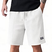 abordables Bermudas estilo casual-Hombre Pantalones cortos de gofres Pantalón corto Pantalones cortos de playa Pantalones cortos casuales Bolsillo Cintura elástica Plano Comodidad Transpirable Longitud de la rodilla Casual Exterior