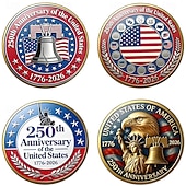  Набор из 4 подвесок в честь 250-летия США – двумерный орел. &Кулон с американским флагом, патриотическое памятное украшение, коллекционный предмет 1776-2026, подарок ко Дню независимости, 4 июля,
