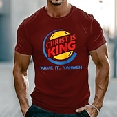  Men's Christ Is King Have It Yahweh Burger Logo Parody Funny Christian Religious Graphic T Shirt Muscle Fit Short Sleeve Casual Daily Wear Designer Clothing Apparel S M L XL XXL XXXL