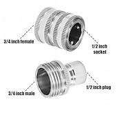 billige Vanning og irrigasjon-Hurtigkoblingssett for hageslange i rustfritt stål, 3/4 tommers rustfritt stål, hurtigkobling, utendørs vanning, vanning, sprinkleranlegg, slangeadapter, hage