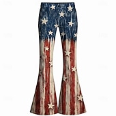  250° anniversario USA Retrò Vintage Anni '70 Pantaloni Pantaloni a zampa d'elefante Hippie Disco Vita alta Costume Per donna Mascherata 4 Luglio Feste Giorno dell'Indipendenza Adulti Pantaloni
