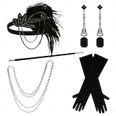 cheap 1920s Dresses-Set Roaring 20s 1920s Retro Vintage Knee Length Flapper Dress Cocktail Dress Sleeveless The Great Gatsby Flapper Girl Sequins Fringe Fancy Dress Women's Halloween Carnival Evening Party Wedding