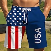  Herren 250. Jahrestag des Unabhängigkeitstages der USA am 4. Juli US Flagge 1776 Badehosen Badeshorts Boardshorts Mittlere Taille Patriotisch Ferien Seitentaschen Netzfutter Elastischer Kordelzug in