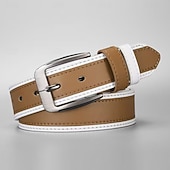 abordables Cinturones de hombre-Hombre Cinturón Hebilla de pasador Hebilla automática Cromo PU Ropa de calle Moderno Casual Ocio Bloque de color Azul Marino Marrón Diario Negocio Formal Cinturón de Cintura