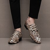 billiga Derby skor-Herrskor med leopardmönster, konstläder, snygga och eleganta, perfekta för bröllop, fester och formella tillfällen