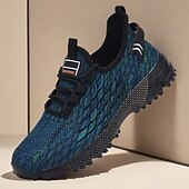 abordables Baskets Décontractées-Chaussures de sport pour hommes, en maille bleu marine, respirantes et flexibles, idéales pour la course, la marche et les activités de plein air décontractées.