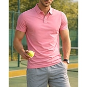 זול חולצת גברים-בגדי ריקוד גברים אחיד חולצת ספורט חולצת טניס שרוולים קצרים ייבוש מהיר מתיחה פתילת לחות נושם טניס גולף פיקלבול צווארון פולו צמרות אפור כהה שחור ורוד בגדי טניס