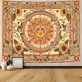 Недорогие Настенные гобелены-Винтажный гобелен с изображением небесного солнца, подсолнуха, знаков зодиака, астрологии, гороскопа, изысканное цветочное панно, эстетичный декор комнаты, спальни, гостиной.