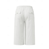 billiga Botten-Dam Capribyxor Sommarshorts Beskurna byxor Capri byxor i linne Mode Grundläggande Vadlängd Medium Midja Slät Snörning Ficka Elastisk midja Lättvikt Andningsfunktion Oelastisk Semester Gata Dagliga