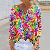 economico Tops Boho-Per donna Camicia Boho Blusa Patchwork Stampato Grafico Vintage Elegante Classico Manica Lunga Girocollo Top Regolari Quotidiano Ferie Uscire Rosa Vino Blu marino Cachi Rosa Primavera Autunno