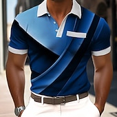 cheap Men's Geometric Polo-Men's Abstract Geometic Polo Shirts Short Sleeve Polo Shirts Lapel Business Casual Outdoor Holiday Daily Wear Pocket 3D Print Spring &amp; Summer Blue Red Purple