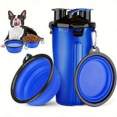 economico Ciotole e Bottiglie da Viaggio-Set composto da 1 tazza per acqua/cibo + 2 ciotole pieghevoli. Borraccia da viaggio per cani con ciotola pieghevole, contenitore per cibo per animali domestici 2 in 1 con ciotola pieghevole. Ciotola