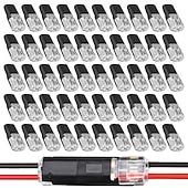 お買い得  LEDアクセサリー-ダブルワイヤプラグインコネクタ、LEDライトストリップ低電圧コネクタ2ピン、ロックバックル付き - クイック接続、ワイヤの被覆を剥がしたり切断したりする必要はありません、50個入り