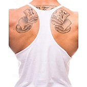 billiga Löpar-T-shirts och linnen-Herr Grafisk Bokstav Träningströja Linne för jogging Gymlinne Sommar Ärmlös Snabb tork Fuktabsorberande Gymträning Aktiv träning Träning Blå Svart Vit Sportkläder Sportkläder