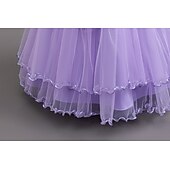 cheap Party Dresses-Kids Girls' Party Dress Solid Color Sleeveless Wedding Performance Elegant Fashion Sweet Cotton Blend Polyester Maxi Summer Spring Fall 4 years+ Purple