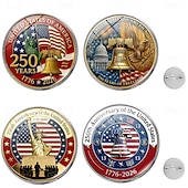 olcso Az Egyesült Államok 250. évfordulója-4 db-os amerikai 250. évfordulós hajtókatű 1776-2026 hazafias fehér sas szabadságharang emlékbross szuvenír hazafiaknak veteránok gyűjtők hátizsák dzseki dekoráció