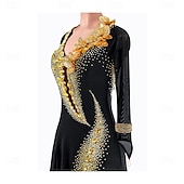 ieftine rochie de concurs-Dans Latin Rochie Piatră Semiprețioasă Pentru femei Petrecere Antrenament Performanță Manșon Lung Înalt Spandex Nailon