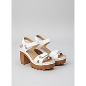 preiswerte Absatzsandalen-Damen Täglich Blockabsatz Offene Spitze Mode Kunstleder Klettverschluß Schwarz Weiß Pink