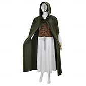 お買い得  衣装-セット レトリ／ヴィンテージ 中世 ルネッサンス アンクル丈 ケープ スカート ベスト Ranger 仮装 女性用 ハロウィーン カーニバル ルネッサンスフェア レトロテーマパーティー 成人 ベスト スカート クローク オールシーズン
