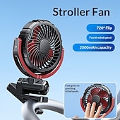 cheap Car Fans-Car Fan 5V USB Small Clip on Sun Visor Fan for Front/Rear Seat, 2000mAh Rechargeable Battery Powered Quiet Personal Cooling Fans That Blow Cold Air, for Vehicle, Van, Suv, Rv, Truck, Camping