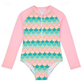 abordables Maillot de bain une pièce-Maillot de bain Enfants Fille Extérieur Graphique Vacances Fermeture éclair Maillots de bain 4 ans et + Été Bleu Rose Claire Rose Claire