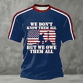  4 de julho de 2026 250º Dia da Memória Camiseta Masculina com Impressão 3D da Bandeira dos EUA para Veteranos de Manga Curta Casual Rua