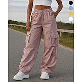  בגדי ריקוד נשים מכנסיים רחבים מכנסי קרגו מכנסי ריצה שרוך כיס מותניים גבוהים תחתיות חדר כושר בגדי ספורט ומנוחה אִמוּן אביב סתיו נושם כושר אמון חוץ ריצה מונח בצורה רפויה בגדי ספורט לבוש אקטיבי אחיד