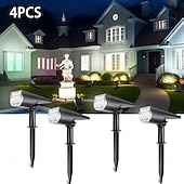 abordables Éclairages pour allées-Lot de 4 projecteurs solaires d'extérieur, étanches IP65, 7 LED, détecteur crépusculaire, projecteurs décoratifs pour jardin, terrasse, cour, pelouse, allée, éclairage paysager