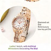 abordables Relojes de Cuarzo-Regalo del Día de la Madre Reloj de Cuarzo para Mujeres Reloj de Aleación con Decoración de Rhinestones