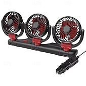 Χαμηλού Κόστους Φίλοι Αυτοκινήτου-Ανεμιστήρας αυτοκινήτου τριπλής κεφαλής, ανεμιστήρας ψύξης οχήματος 12v 24v με τροφοδοσία USB 3 κεφαλών για ταμπλό, περιστρεφόμενος 360° ισχυρός, ήσυχος αυτόματος κυκλοφορητής αέρα για φορτηγό SUV RV