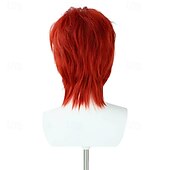 abordables Pelucas de anime-Peluca roja con púas estilo anime para hombre, estilo aventurero oceánico, para fiesta de cosplay.