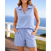 abordables Chándales-Mujer Tracksuit Conjuntos de chándal tipo jersey Pantalones cortos deportivos Correa con bolsillo Color sólido Conjunto de ropa deportiva Verano Primavera Negro Rosa Entrenamiento de gimnasio Correr