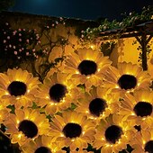 levne Zahradní osvětlení-4 balení venkovních solárních vodotěsných 3hlavicových svítidel ve tvaru slunečnic, dekorativní LED lampy do zahrady, na dvůr, na cestu, na trávník, do vily, na terasu, na ulici, na farmu – ambientní