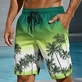 ieftine Plante și flori tropicale-Bărbați Copac de cocos Culoare gradient Plante tropicale Boxeri înot Pantaloni Scurți de Înot Pantaloni Scurti Talie medie Hawaiană Vacanta la plaja Buzunare laterale Căptușeală din plasă Talie