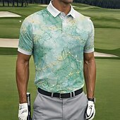 economico Polo da golf da uomo-Per uomo Marmo Golf Polo Sportivi Manica Corta Magliette polo Camicie con Colletto Casual Athleisure Sportivo Bottoni Primavera &amp; Estate Blu Viola Verde