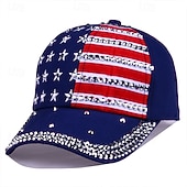 economico 250° Anniversario degli Stati Uniti-Cappellino da baseball patriottico con bandiera americana e strass a forma di stella, cappellino regolabile da uomo e donna, cappello da sole per esterni, 4 luglio, Giorno dell'Indipendenza, 250°