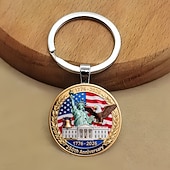  36dílná sada klíčenek na párty k 250. výročí - 12 klíčenek / 12 přáníček / 12 organzových sáčků, 2D plochý design se sochou svobody a orlem, 250 let 1776-2026, ideální jako dárek ke Dni nezávislosti.