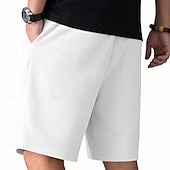 abordables Bermudas estilo casual-Hombre Pantalones cortos de gofres Pantalón corto Pantalones cortos de playa Pantalones cortos casuales Bolsillo Cintura elástica Plano Comodidad Transpirable Longitud de la rodilla Casual Exterior