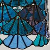 baratos Montagem Embutida &amp; Montagem Semi Embutida-Luminária de teto retrô com vitral azul cilíndrico em vidro com padrão de água, ideal para ilha de cozinha. Luminária de teto vintage ajustável em latão.