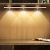 رخيصةأون ضوء مجلس الوزراء-مصابيح ذكية تعمل بمستشعر حركة على شكل عين قطة للخزائن، 30/40/50 سم، إضاءة LED ثلاثية الألوان قابلة للتعتيم، قابلة لإعادة الشحن عبر منفذ USB، مزودة بمشبك مغناطيسي، لا تحتاج إلى أسلاك، مصباح ليلي متعدد