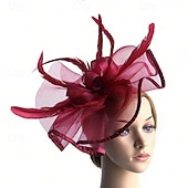 voordelige Fascinators-fascinators Veer Netto Bruiloft Verjaardag Elegant Vintage leuke Style Met Veer Tule Helm Hoofddeksels