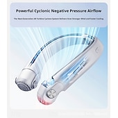 abordables Ventilateurs-Ventilateur de cou portable - Ventilateur de cou rotatif - Ventilateur rafraîchissant rechargeable USB-C, 3 vitesses, design sans pales mains libres, idéal pour les tentes et les activités de plein