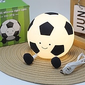 billige Nursery Night Lights-Fotball myk silikonkranlampe, øyevennlig LED-lampe med 30-minutters timer, 3 justerbare lysstyrkenivåer, USB-oppladbar nattlampe til soverom, nattbord, fotballfan, guttegave, sportsdekor