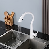 זול ברזים למטבח-ברז כיור מטבח עם מרסס נשלף, ברז מטבח מסחרי בעל ידית אחת בקשת גבוהה