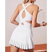 levne Dámské šaty-Dámské Jednobarevné Tenisové šaty s šortky Sportovní šaty Bez rukávů Kapsy Elastický Ter Emen Prodyšné Tenis Golf Pickleball Kopeček Šaty Bílá Oblečení na tenis