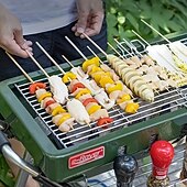 baratos Grills &amp; Outdoor Cooking-Conjunto de 500 espetos descartáveis de bambu com 3 mm de espessura para churrasco, ideais para uso doméstico, piqueniques e churrascos ao ar livre. Perfeitos para frango, espetinhos fritos, linguiças